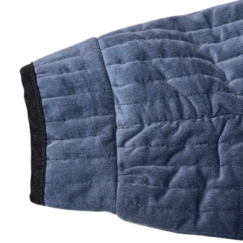 Free People Natalia Velvet Jacket Women Small Blue Quilted Puff Sleeve Boho Boxy